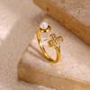Fashion Gold Color Open Rings For Women Zirconia Moon Star Cross Adjustable Finger Ring Flower Romantic Aesthetics Jewelry Gift