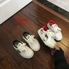 Cute Cartoon Embroidery Parent-Child White Shoes - Girls' and Boys' New Year's Style Versatile Sneakers for Spring 2026.