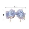 Damen Rosa Lila Blau Grün Lolita Stil Haarspange Schleife Spitze mit Perlenbesatz Handgefertigt Cosplay Kopfschmuck Accessoire