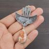 Natural Orange Spiny Gemstone 925 Sterling Silver Jewelry Designer Pendant 3.1" AJP-2103