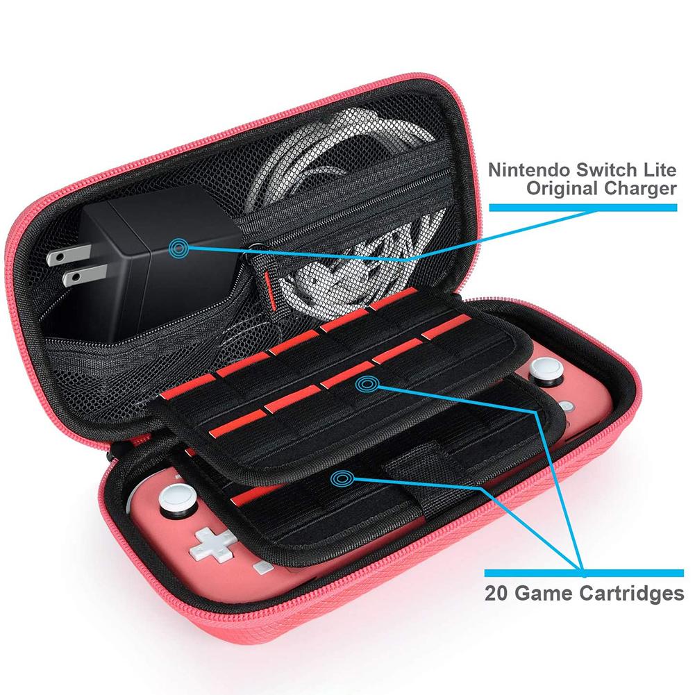 Storage Bag Nylon EVA Hard Game Console Protection Bag Thickened Shock Absorbing Double Compartment Dustproof for Switch Lite