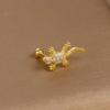 Gold Stainless Steel Earrings with Zircon Studs - Creative and Elegant Design