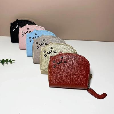 1Pc Cute Cartoon Cat PU Pelle Pieghevole Borsa per Carte Multifunzionale Donna Casual ID Card Organizer Porta Monete Banca Porta Carte di Credito
