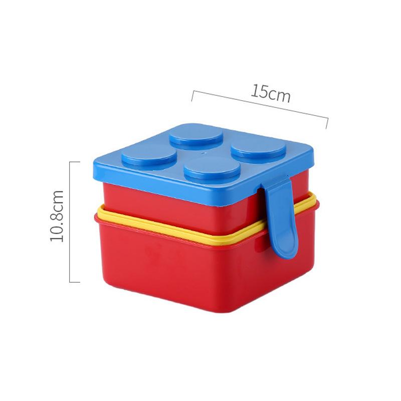 

1 шт. Квадратный креативный конструктор Ланч-бокс Бэнто Портативный двухслойный Мультяшный Детский Студенческий Ланч-бокс Контейнер для еды