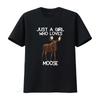 Just A Girl Who Loves Moose Funny Lover Unisex Quote T Shirt Vintage Washed Homme Streetwear Graphic Fashion