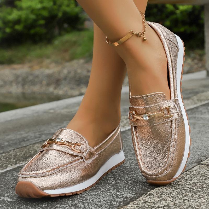 Gold Silver Soft Leather Women Flats Fashion Casual Platform Shoes Woman Slip On Flat Sneakers Ladies Loafers Plus Size 43