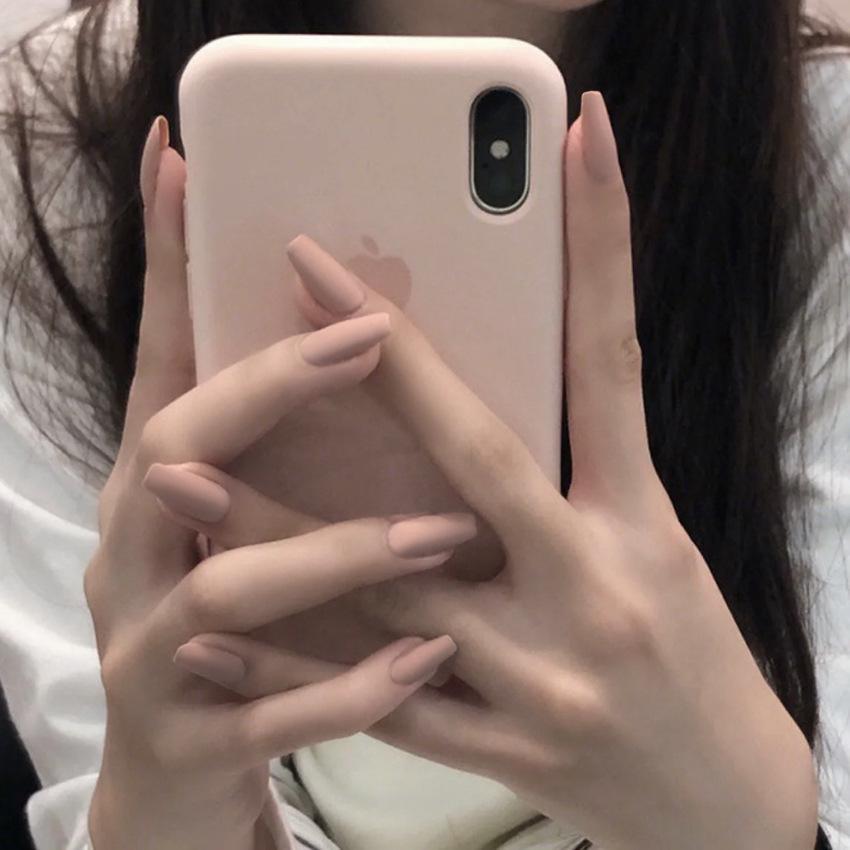 24 Stück Mandel Französische Press-On Nägel Abnehmbar Vollabdeckung Ballerina Falsche Nagelspitzen Für Damen Mädchen