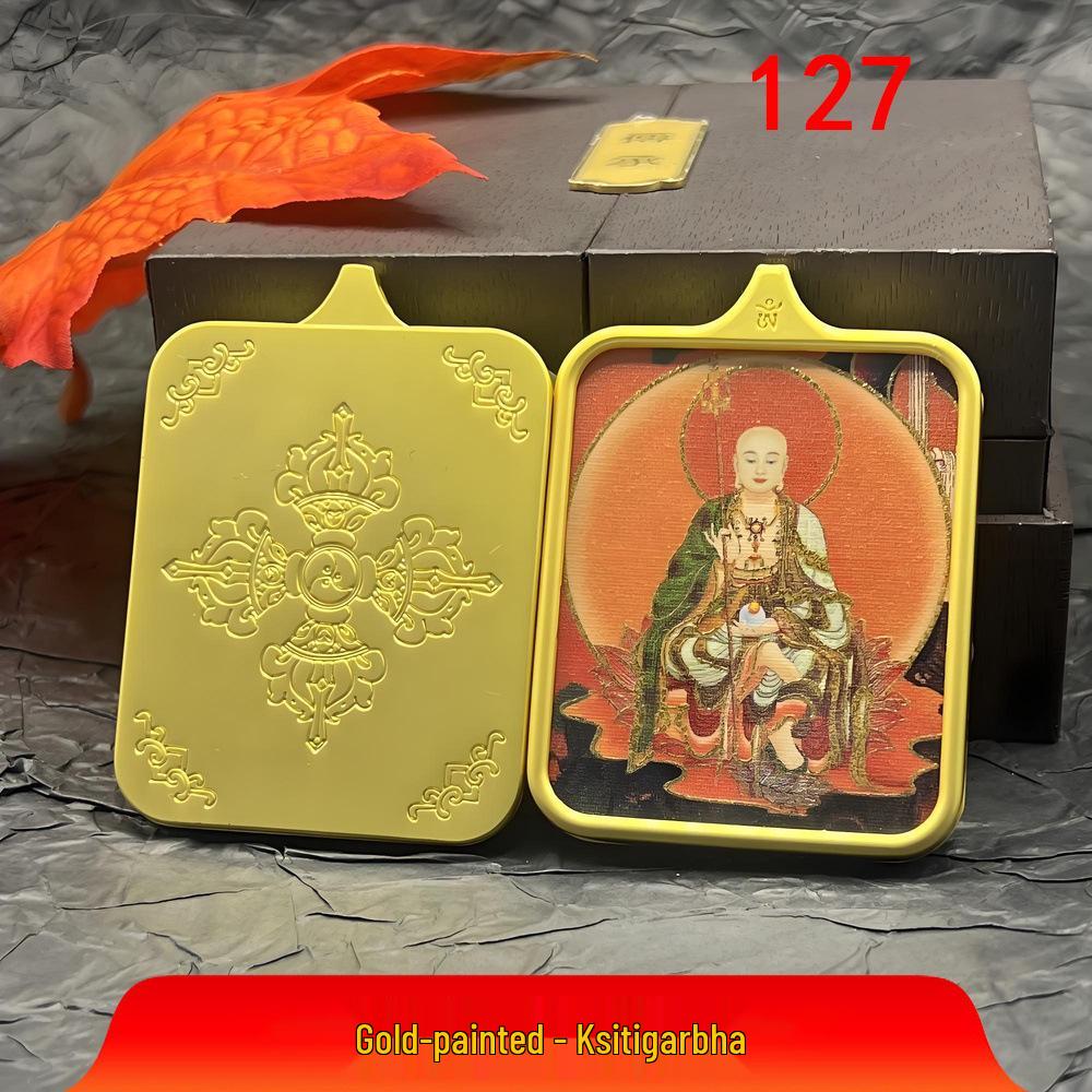 Jiuhuashan Cinnabar Ksitigarbha Thangka Pendant Necklace