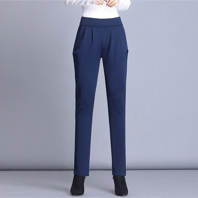 

Осень-зима 2022, утепленные шаровары с высокой талией, узкие брюки-карандаш, повседневные модные брюки в стиле Харадзюку, узкие брюки, женские прямые брюки XXXXL королевский синий