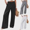 2025 Summer Wide-Leg High-Waisted Straight-Leg Women's Pants with Button Elastic Waist