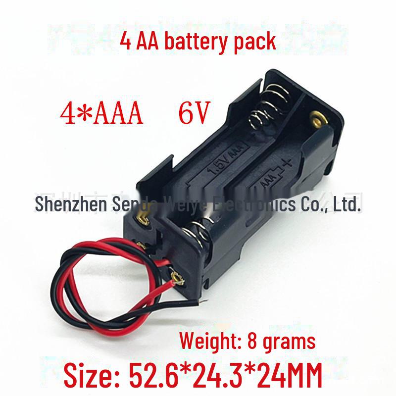 7-Slot AAA Battery Box with Cover, Switch, Side-by-Side Design, Wire & Pin