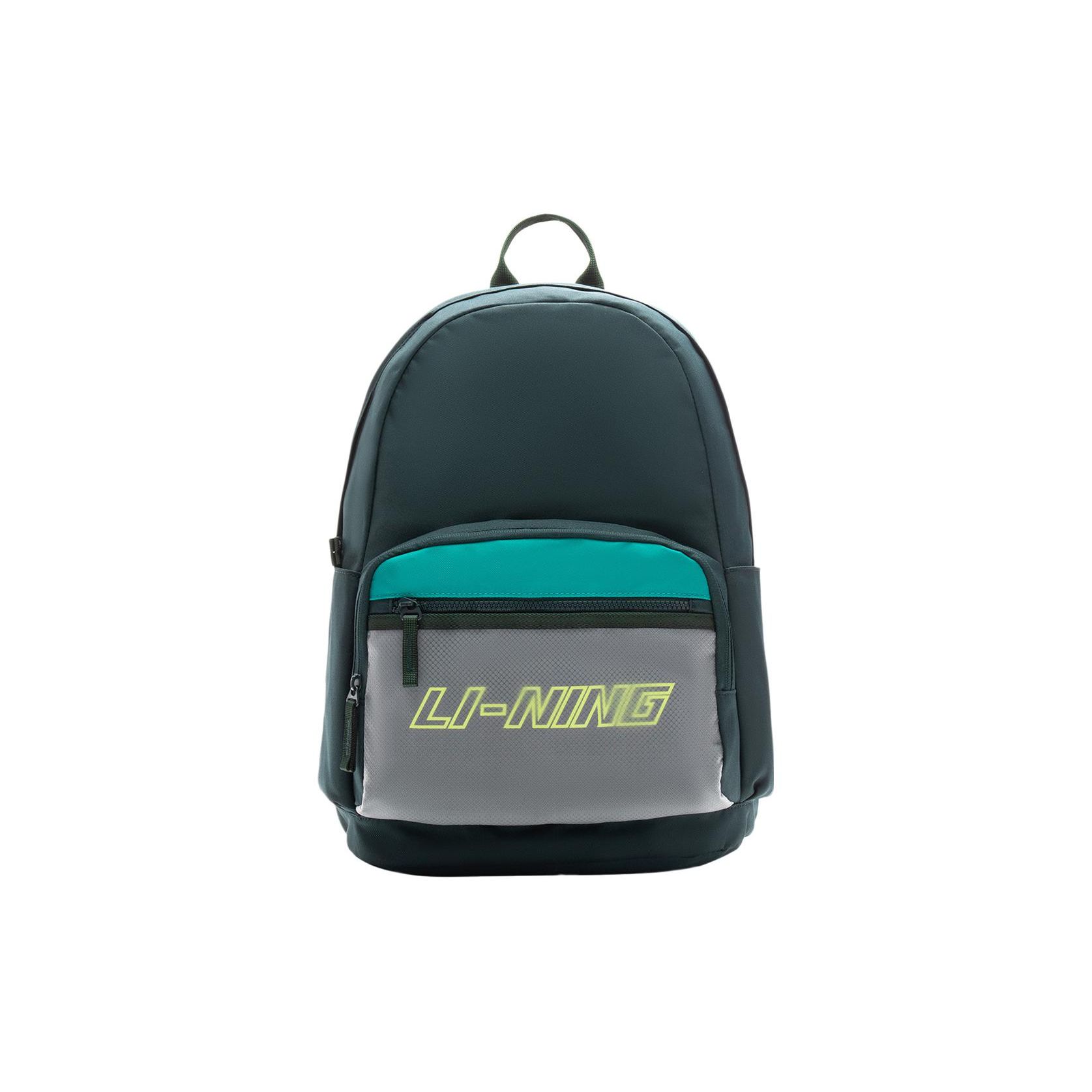Li Ning Sports Lifestyle Series Casual Large Capacity Zipper Fabric Sports Backpack Unisex Backpack Green APLR113-3 Green