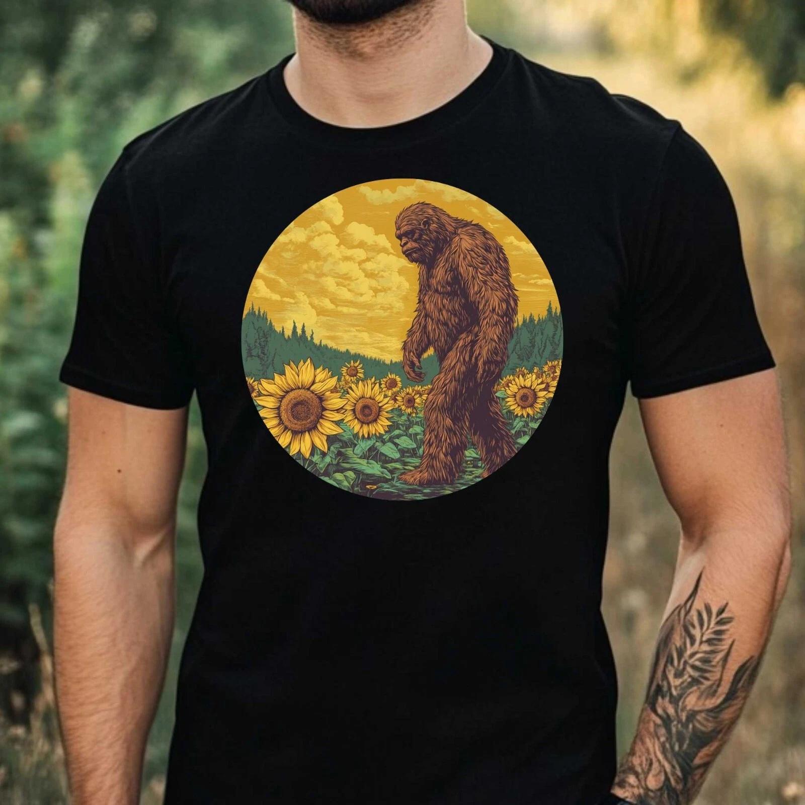 T-Shirt Herren Bigfoot mit Sonnenblume Motiv Baumwolle Größe XS bis 5XL L