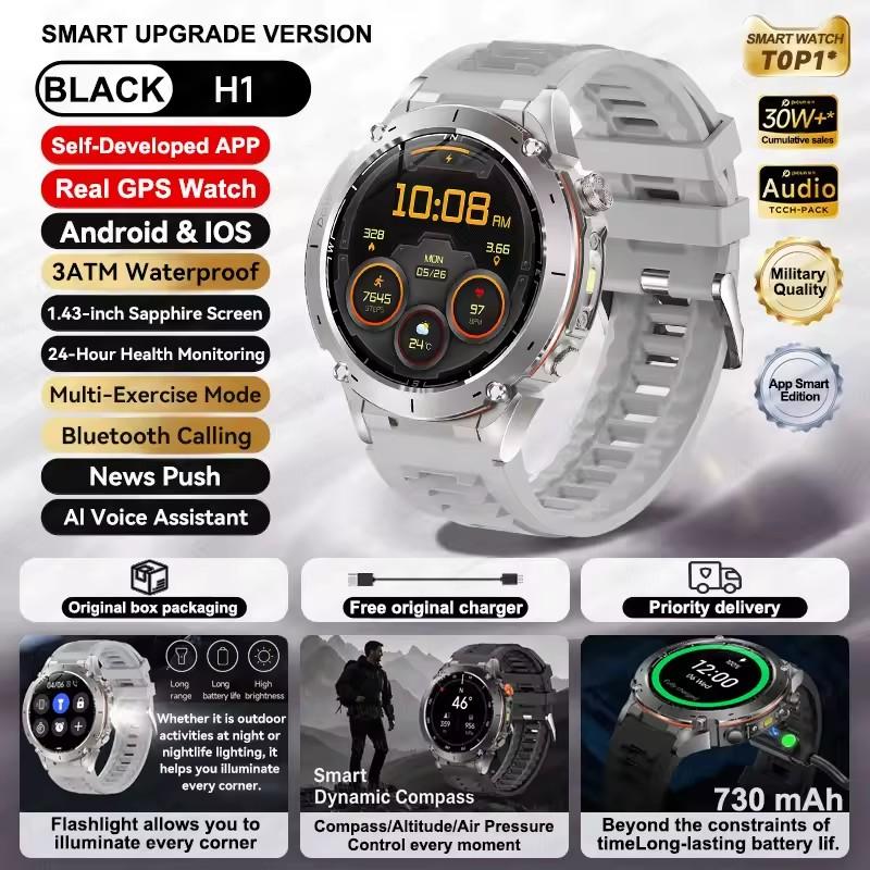 Nuovo Smartwatch GPS 2026 Impermeabile 10 ATM GNSS Dual-band Integrato Bussola Schermo AMOLED Ultra HD Sport Militare Uomo Compatibile Android/iOS