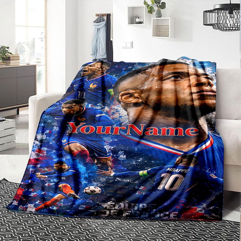 Coperta con Nome Personalizzato Mbappe Coperta Leggera Personalizzabile Morbida e Accogliente Adatta per Letto Decorazione Casa Divano Divano Quattro Stagioni Multiuso