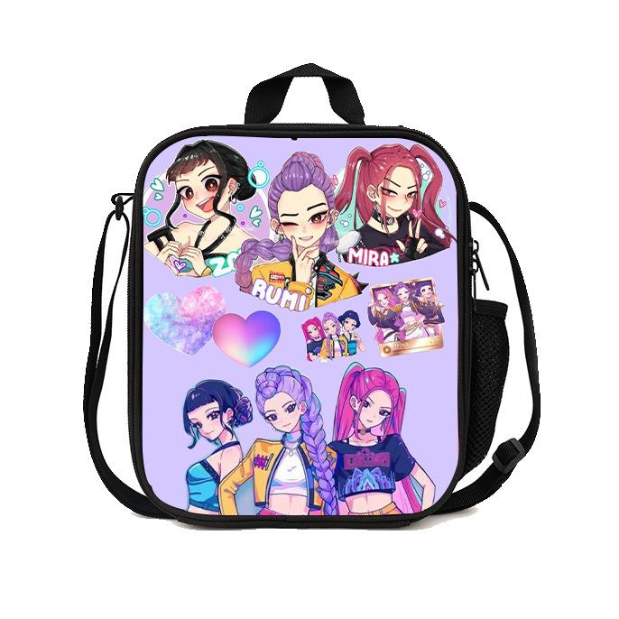 Gedruckte Hexenjäger K-Pop Essensbeutel, Studentin Huntrix Kpop Picknicktasche Kühltasche, Thermoisolierbeutel