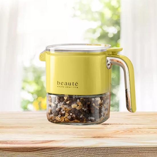 Seasoning Jar Glass Sealed Spice Bottle Organizer with Push-Button Lid Moisture Proof Empty Spices Containers for Kitchen