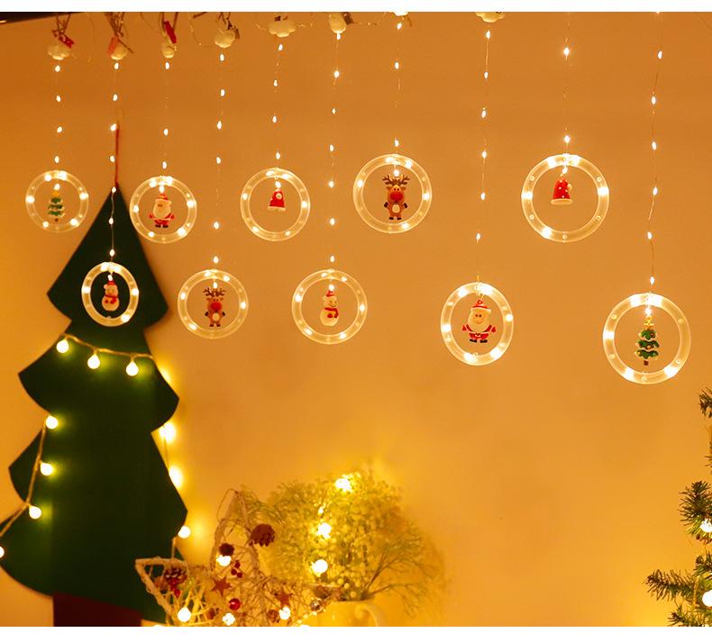 LED Santa Claus Christmas Curtain String Lights for Windows - Festive Cartoon Decoration