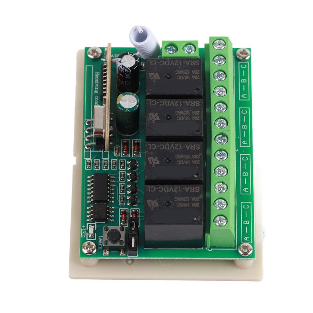 433MHz DC12V Relay 4CH Wireless Remote Control Switch with One Transmitter and One Receiver