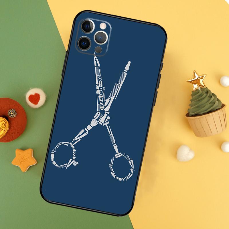 Hairdresser Barber Scissors Phone Case For iPhone 17 16 14 13 12 11 15 Pro Max 12 13 Mini 16E 17 Air Shockproof Cover