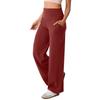Women's Fashion Casual Solid Color Print High Waist Trousers Pants & Capris