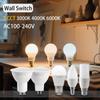 6pcs LED Light Bulb Colour Changing Light CCT(3000K 4000K 6000K) E27 B22 E14 GU10 GU5.3 Base Spotlight for Home Living Room