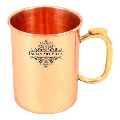 Handmade Pure Copper Moscow Mule Hammered Beer Mug Cup with Brass Thumb Design Handle  - Bar Hotel Restaurant Drinkware