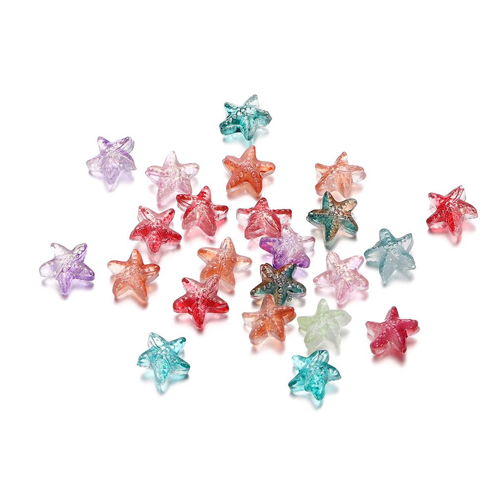10/20Pcs/Lot 15*15.5mm Glass Starfish Shape Charm Small Loose Beads for DIY Jewelry Making Earrings Bracelet Wholesale