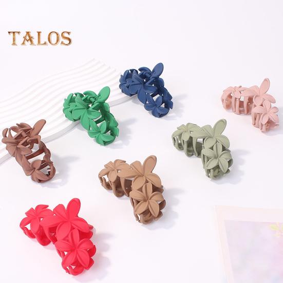 Women Plastic Hair Claw Flower Shape Candy Color Hair Clip Anti-slip Design Strong Grip Hair Claw Back Head Hair Clip Headwear