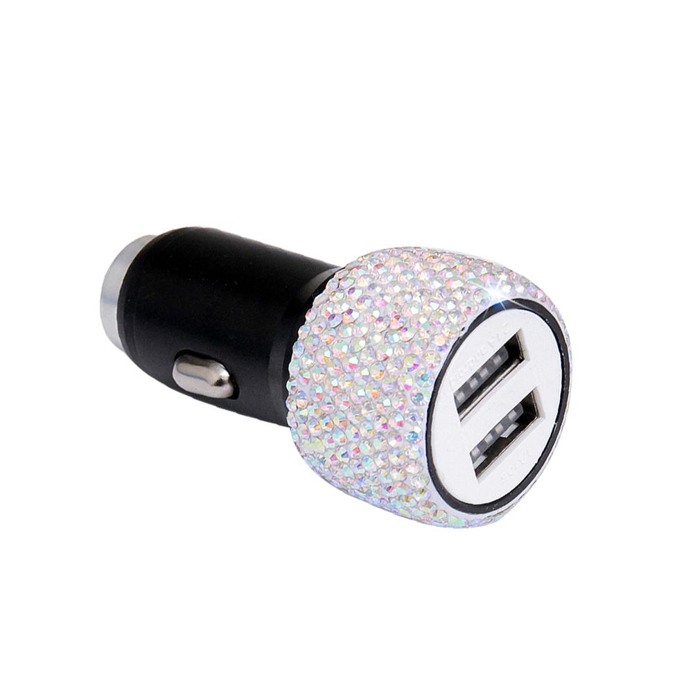 Car Charger Bling Diamond Dual USB Car Adapter Safety Hammer Handmade