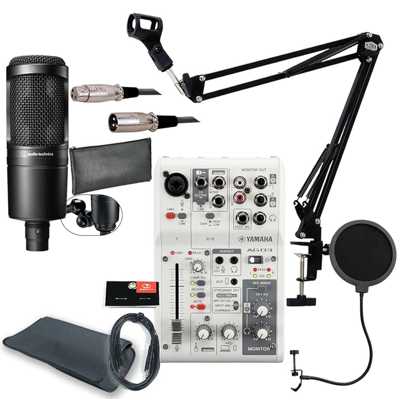 

YAMAHA / AG03MK2 WHITE AT2020 For PC users Distribution/DTM set -AT2020 condenser microphone, 3m microphone cable, pop blocker, arm stand, AUX cable-