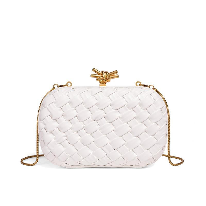 New light luxury hand-woven chain clutch bag fashion dinner commuter box bag single shoulder oblique span bag