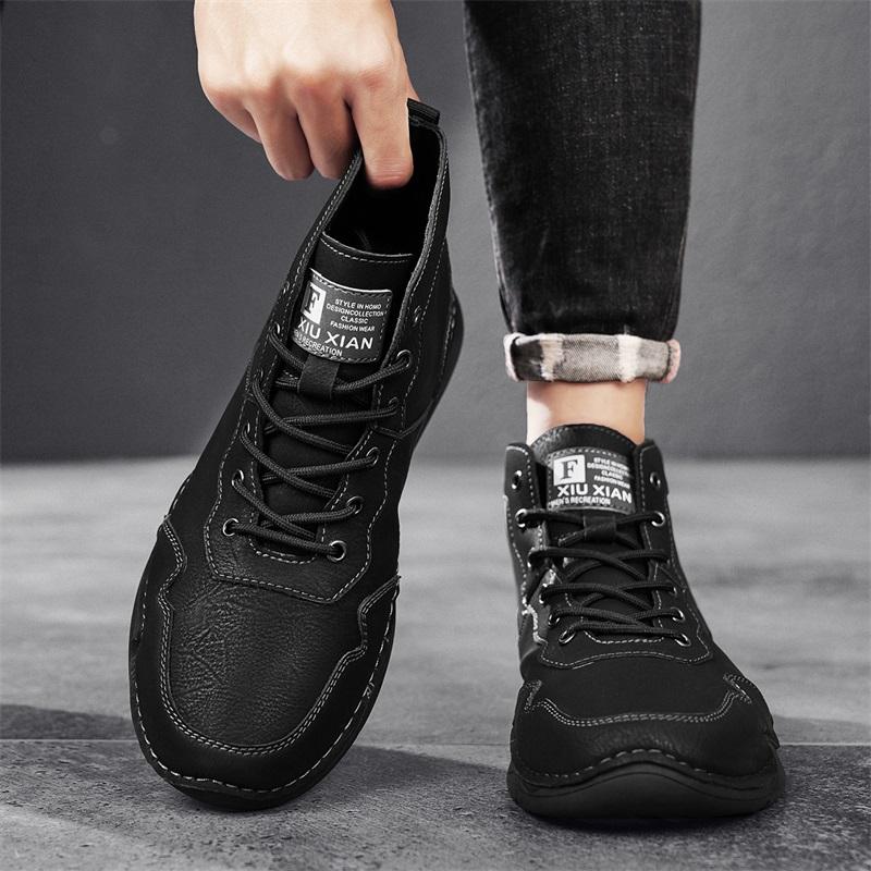 High-top Handmade Large Size Casual Shoes Men's Pigskin Retro Casual Shoes Large Size Casual Shoes Lightweight Ankle Boots