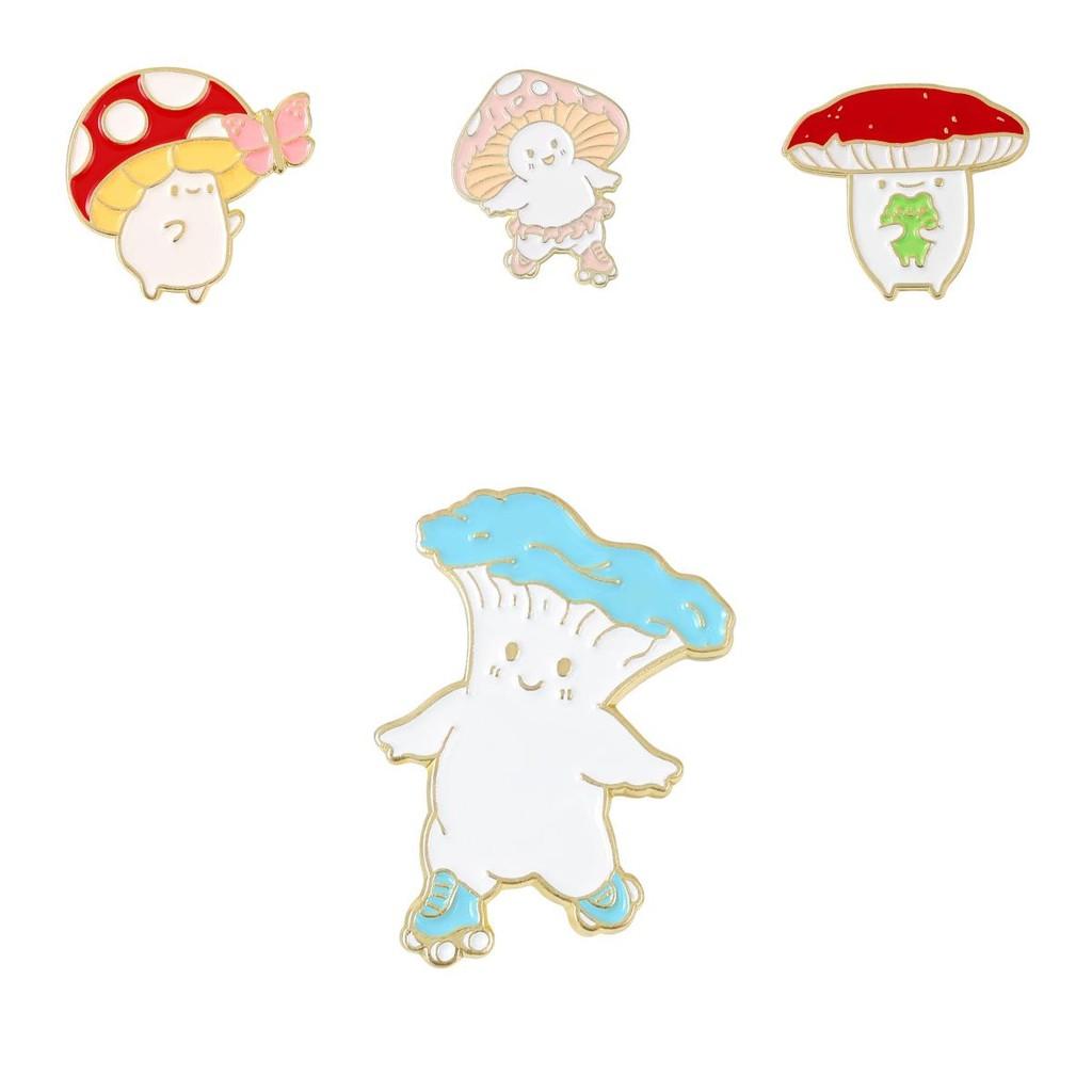 Adorable Mushroom Brooch Cute Metal Badge Fashion Accessory For Clothing And Bags