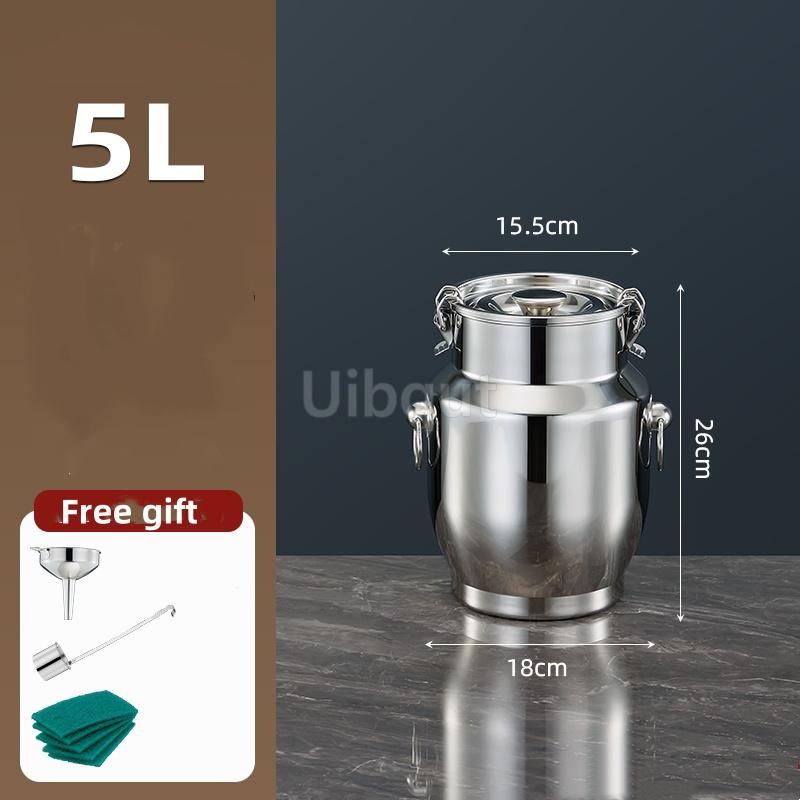 Stainless Steel Sealed Tank Large Capacity Rice Oil Wine Barrel Tea Can Milk Bucket Edible Oil Barrel Wine Jar Sealed Tank