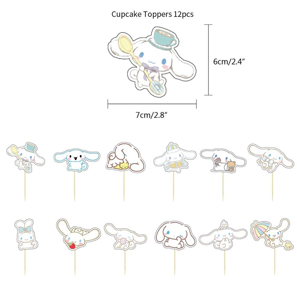 

Party Cinnamonroll Themed Supplies Balloons Birthday Banner Cakes Card Set Gift 12pcs Toppers