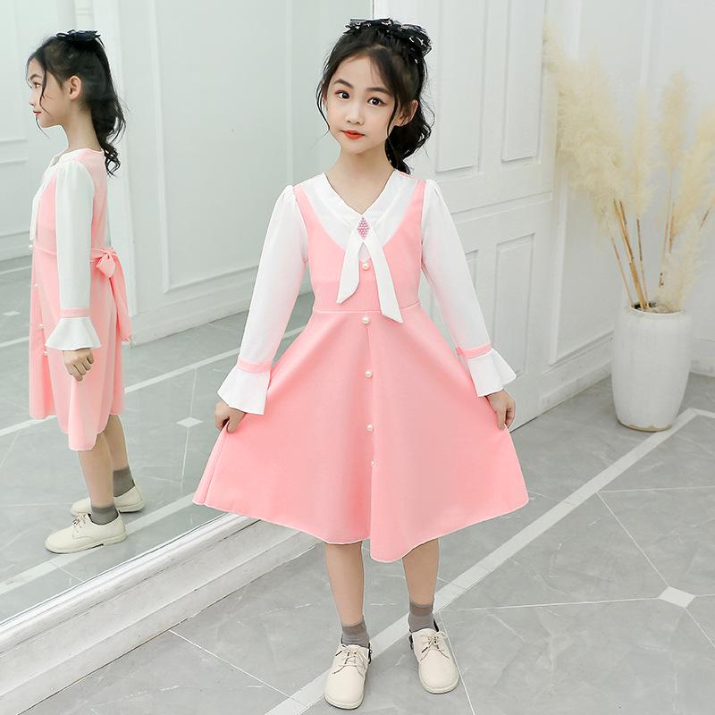 Girls' Fashionable Spring-Autumn Two-Piece Princess Dress
