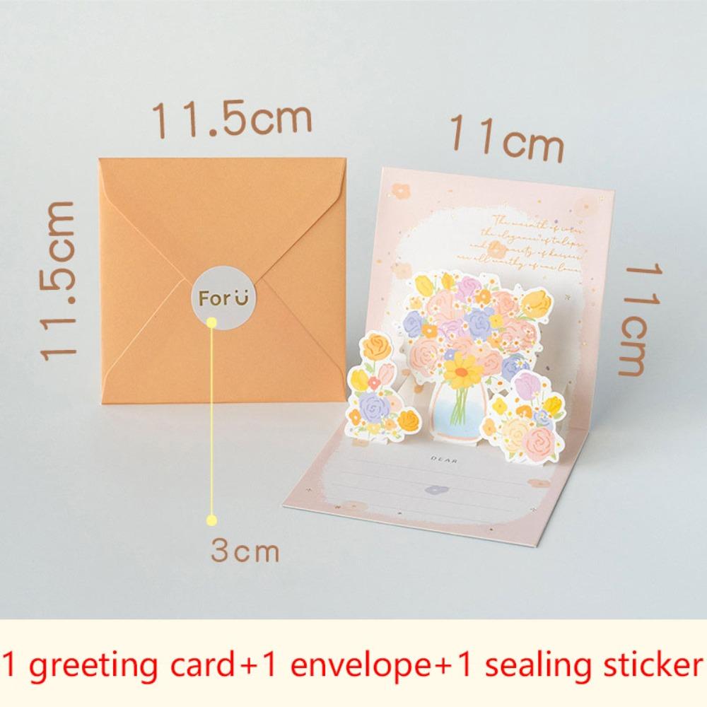 Surprised Pop Up Love 3D Greeting Card with Envelope Flower Valentine's Day Card Rose Greeting Card Happy Birthday