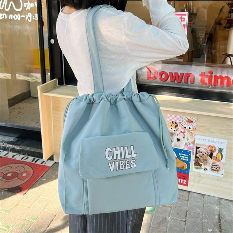 

Bag New Women s 2025 Large Capacity Shoulder Bag Fashion Drawstring Bundle Bag Solid Color Casual Shopping Bag