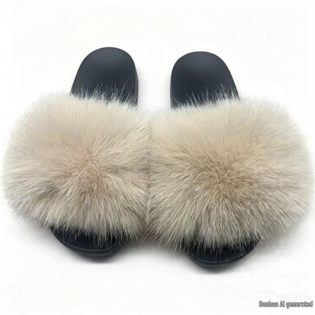 2026 Korean Summer Women's Fashion Slippers: Comfortable, Non-slip, Single Strap, Furry, Casual, Outdoor Wear.