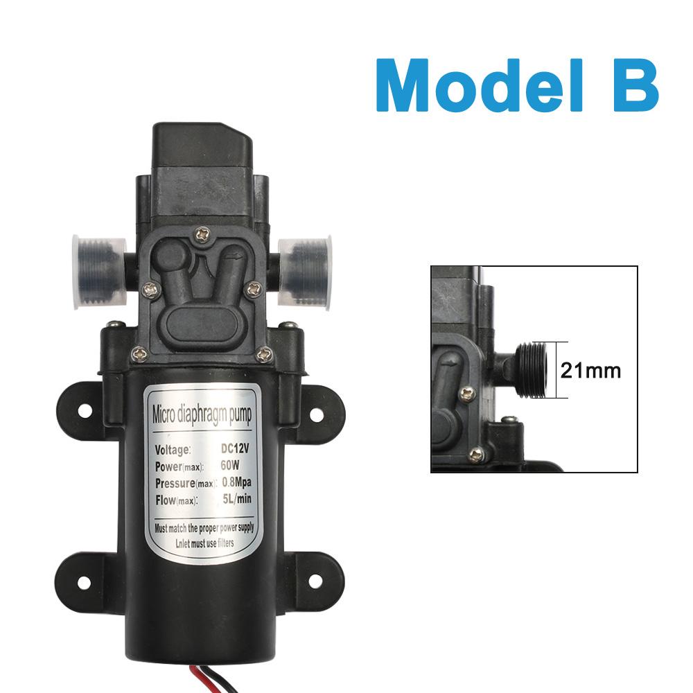 

Мікроелектричний діафрагмовий водяний насос постійного струму 12 В 60 Вт Автоматичний вимикач 5 л/хв Високого тиску Насос для миття автомобіля 0,8 МПа 5 л/хв B