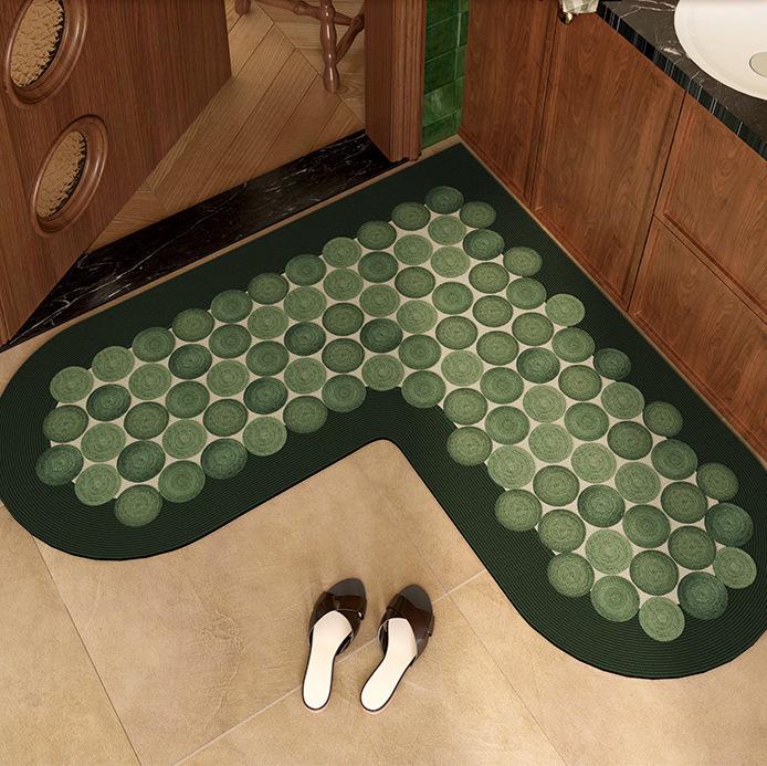 Grüne Vintage L-förmige rutschfeste schnell trocknende Matte für Badezimmer, Toilette, Küche und Haushalt. 70*70*45CM (Heart Shape) black