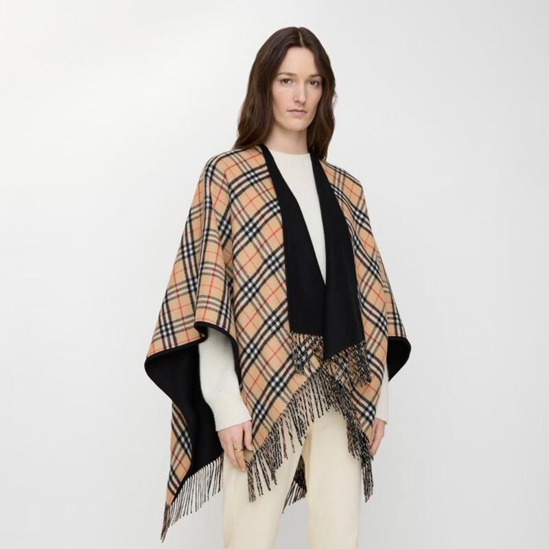 Burberry Reversible Plaid Wool Cape