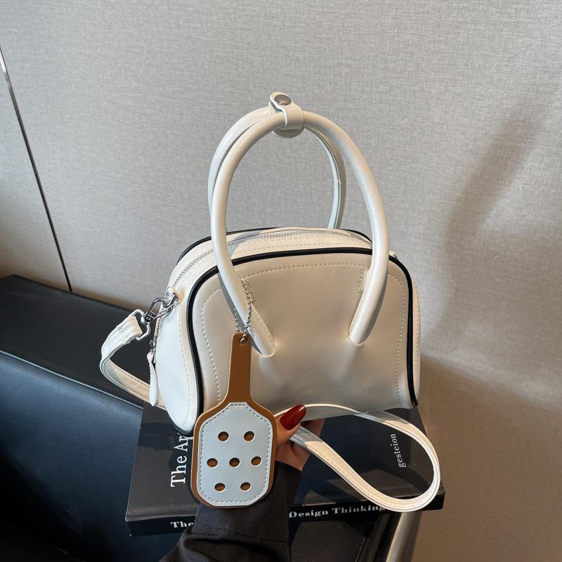 Trend handbag women's 2025 new fashion contrasting color bowling bag casual simple shoulder messenger bag