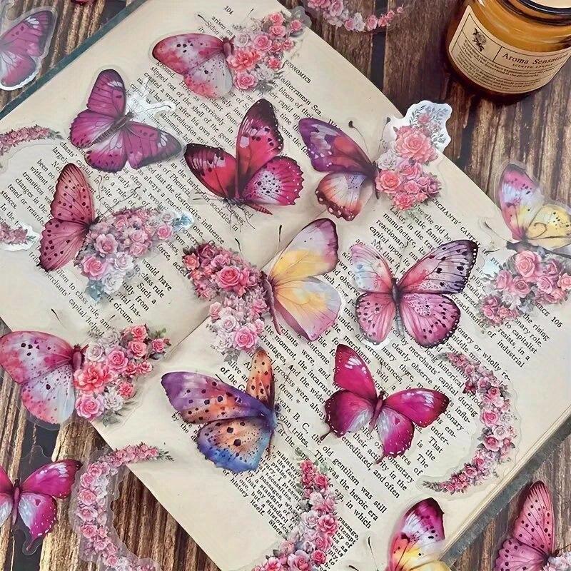 30 ks Samolepky s motivem motýlů a květin pro DIY dekoraci Balení ozdobných samolepek na scrapbook, štítek, deník, album, plánovač