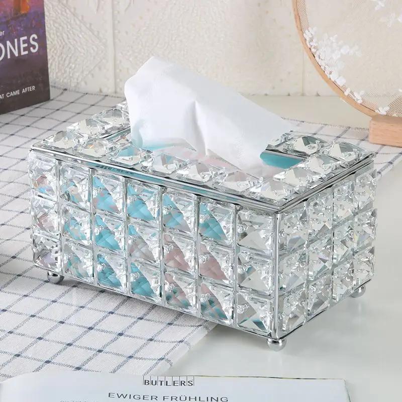 Nordic Style Living Room Light Luxury Tissue Box Crystal Paper Box Household Napkins Tissue Storage Box Dining Table Home Decor