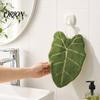 Absorbent Hanging Hand Towel Leaf Shape Towel, Soft with Loop, Decorative Bathroom Cute Maple Ginkgo Design for Kitchen Drying Space Saving