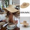 Neue Mode 18cm Breiter Rand Natürlicher Raffia Sonnenhut für Damen Vintage Handgewebter Strohhut Urlaubs Sonnenschutz Designer Strandhut