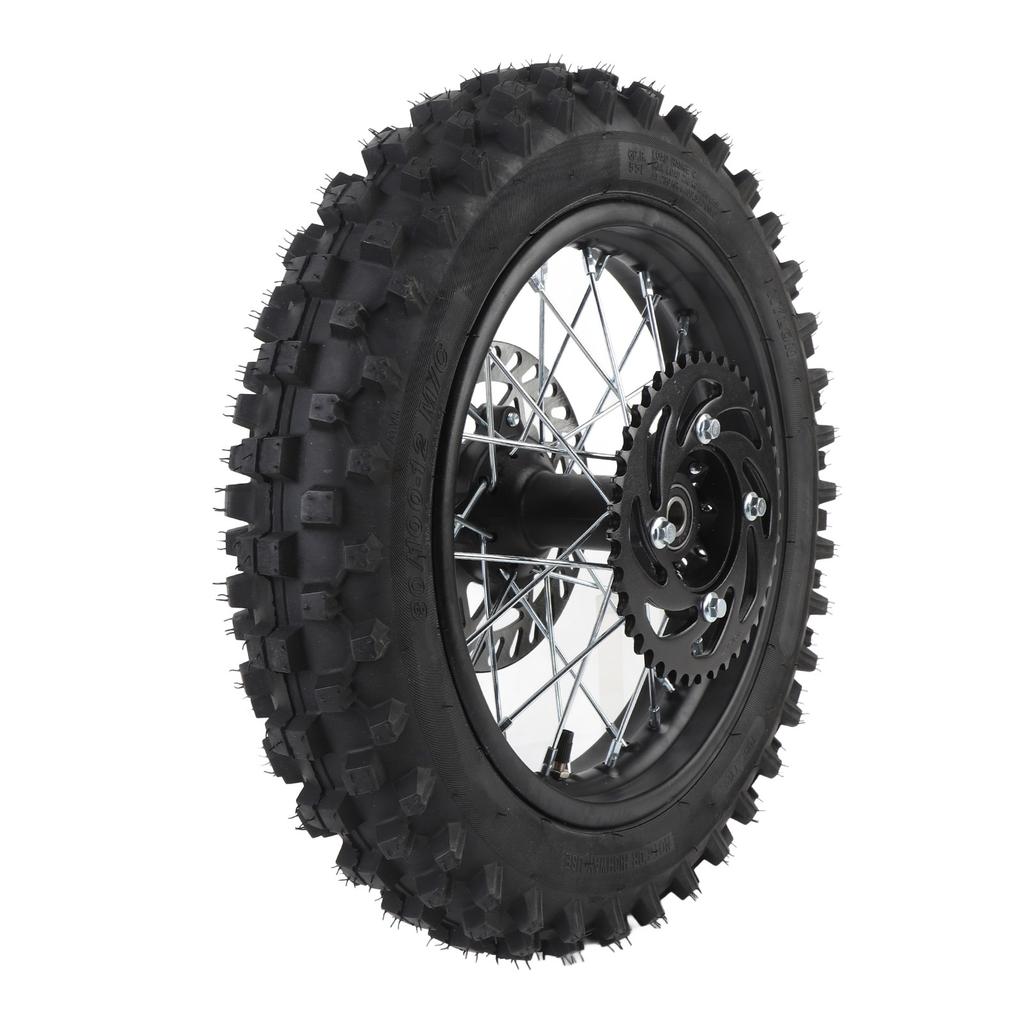 12 Inch Dirt Bike Rear Wheel Rim 80 100 12 3.00 12 Rear Wheel Tire and Rim Inner Tube 15mm Axle with Brake Rotor and