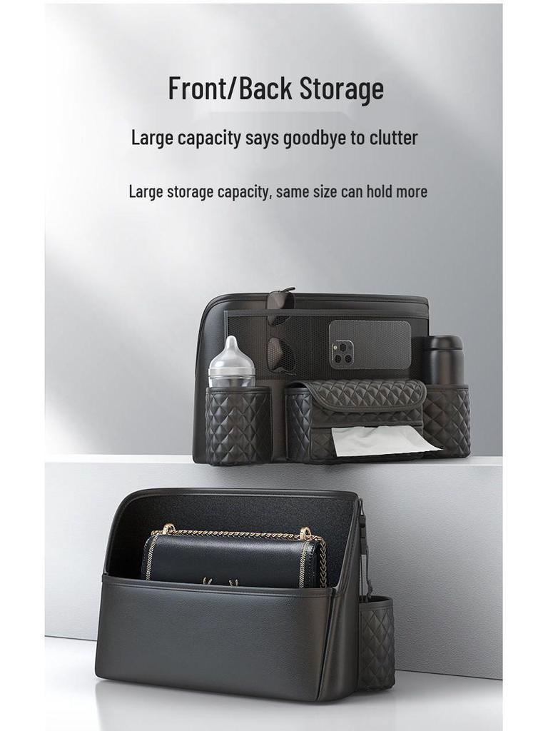 Car Seat Back Organizer & Trunk Storage Bag with Tissue Holder